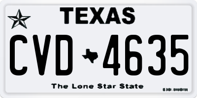 TX license plate CVD4635
