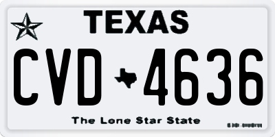 TX license plate CVD4636