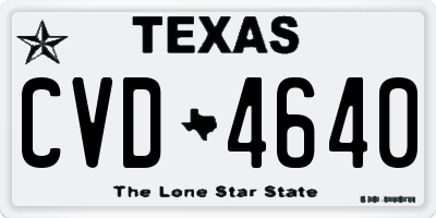 TX license plate CVD4640