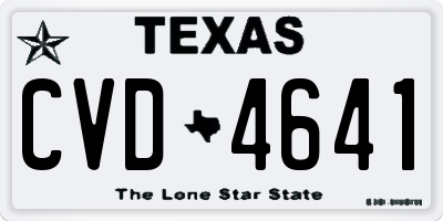 TX license plate CVD4641