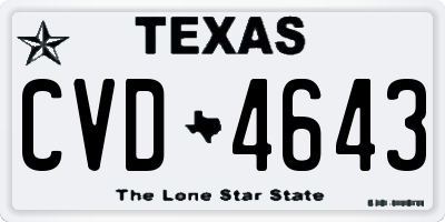 TX license plate CVD4643