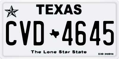TX license plate CVD4645