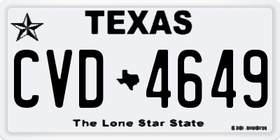 TX license plate CVD4649
