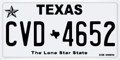 TX license plate CVD4652