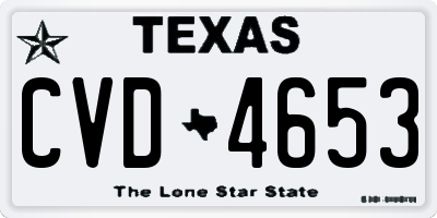 TX license plate CVD4653