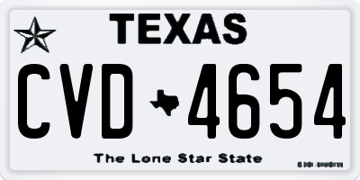 TX license plate CVD4654