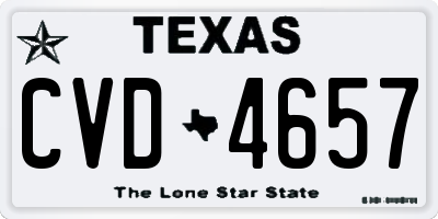 TX license plate CVD4657