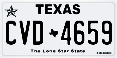 TX license plate CVD4659