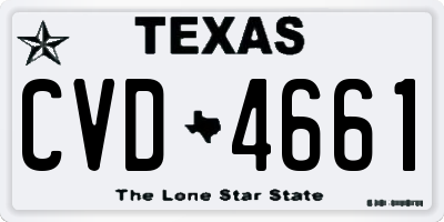 TX license plate CVD4661