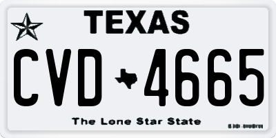 TX license plate CVD4665
