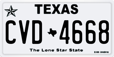 TX license plate CVD4668