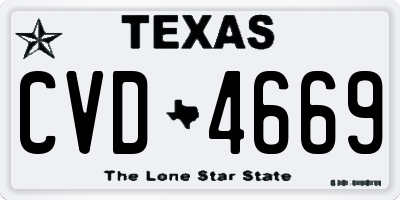 TX license plate CVD4669