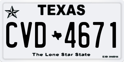 TX license plate CVD4671