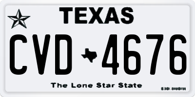 TX license plate CVD4676