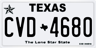 TX license plate CVD4680