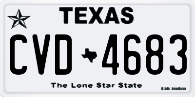 TX license plate CVD4683