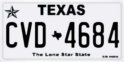 TX license plate CVD4684