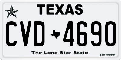TX license plate CVD4690