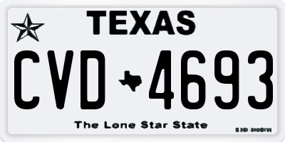 TX license plate CVD4693