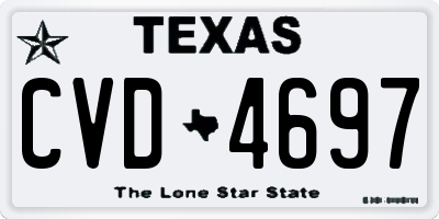 TX license plate CVD4697