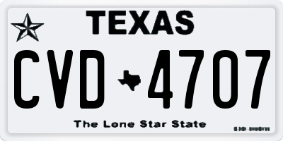 TX license plate CVD4707