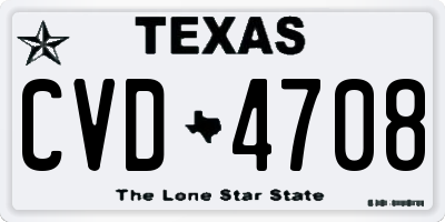 TX license plate CVD4708