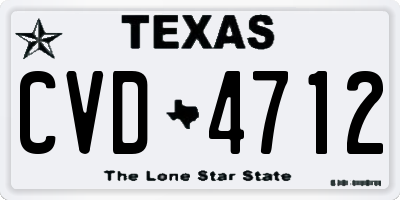 TX license plate CVD4712