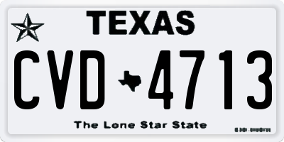 TX license plate CVD4713