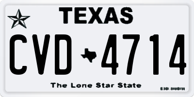 TX license plate CVD4714