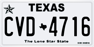 TX license plate CVD4716