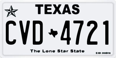 TX license plate CVD4721