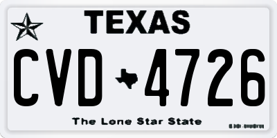 TX license plate CVD4726