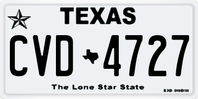 TX license plate CVD4727