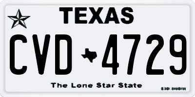 TX license plate CVD4729