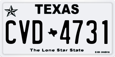 TX license plate CVD4731