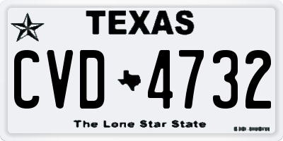 TX license plate CVD4732