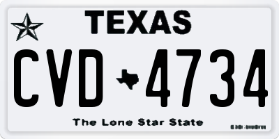 TX license plate CVD4734