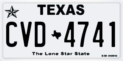 TX license plate CVD4741