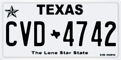 TX license plate CVD4742