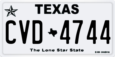 TX license plate CVD4744