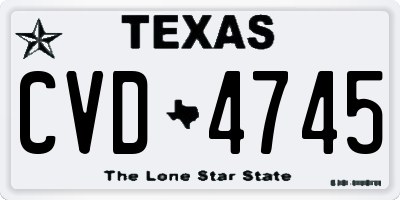 TX license plate CVD4745