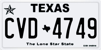 TX license plate CVD4749