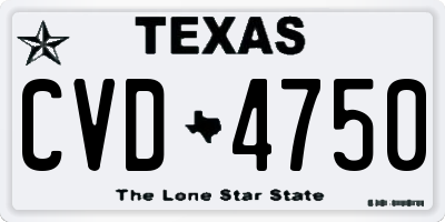 TX license plate CVD4750