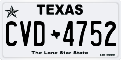 TX license plate CVD4752