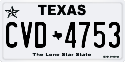 TX license plate CVD4753