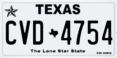 TX license plate CVD4754