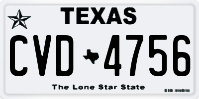TX license plate CVD4756