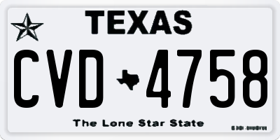 TX license plate CVD4758