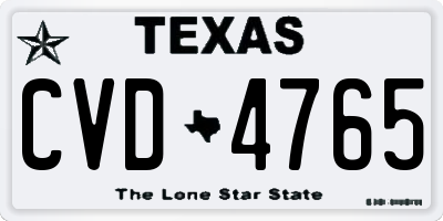 TX license plate CVD4765