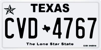 TX license plate CVD4767